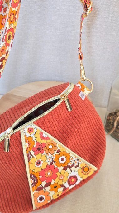 Sac Banane velours et imprimé 