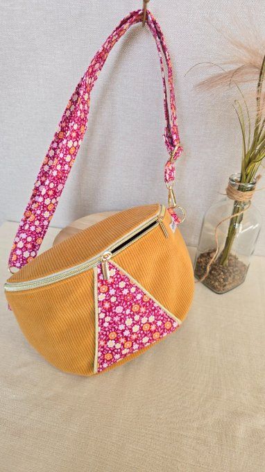 Sac Banane velours et imprimé 